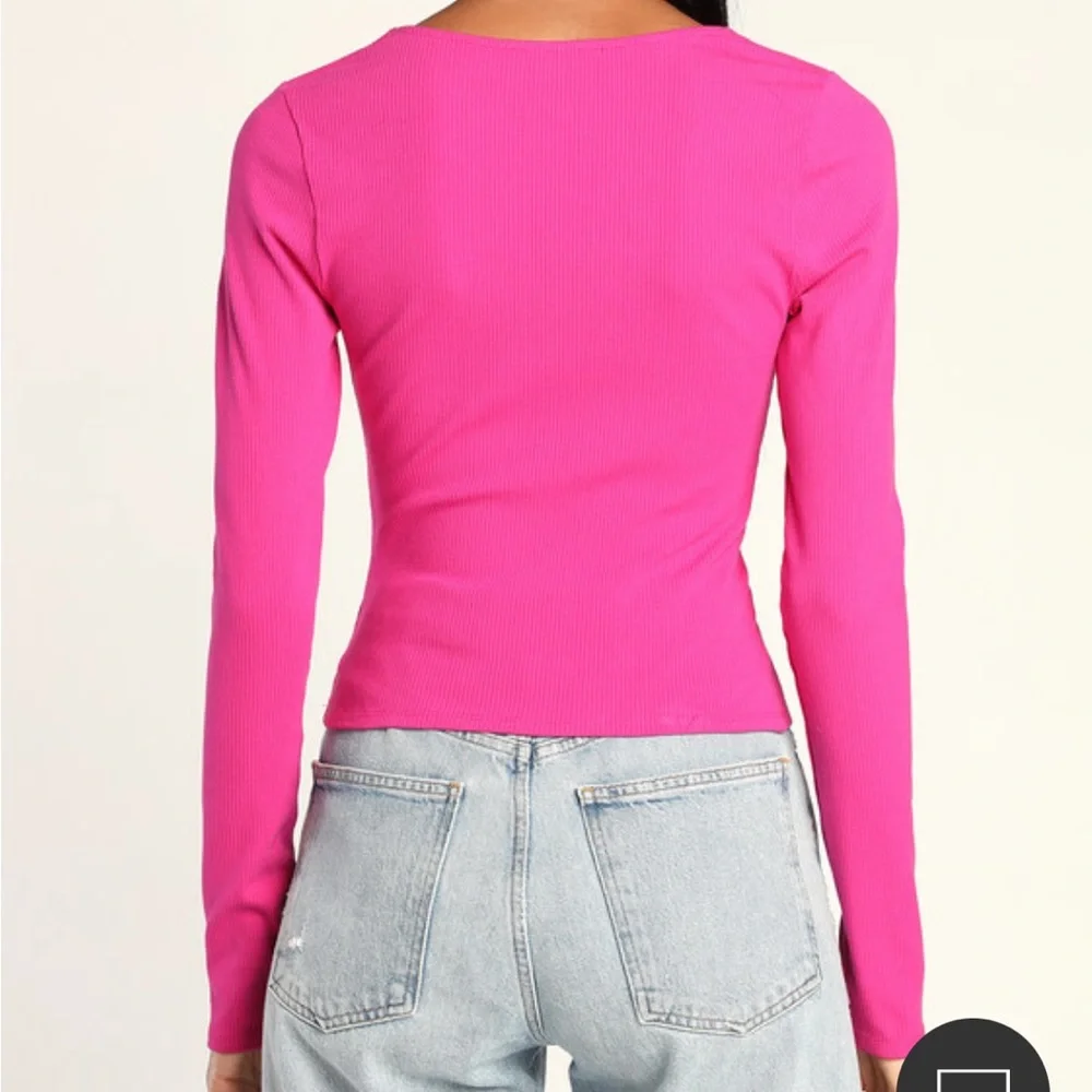 Always Trending Hot Pink Ribbed Twist Front Long Sleeve Top - Picture 2 of 6